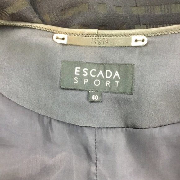 Escada Sport Wool Silk Blend Navy Black Textured Casual Full Zip Jacket Size 40 - Picture 11 of 12